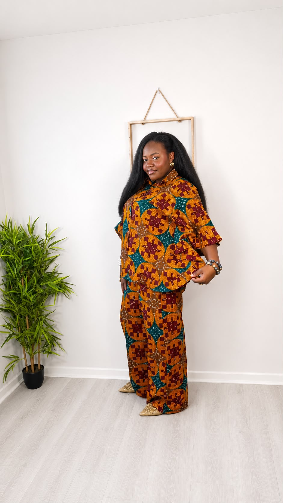 Adetoun Ankara flared shirt set