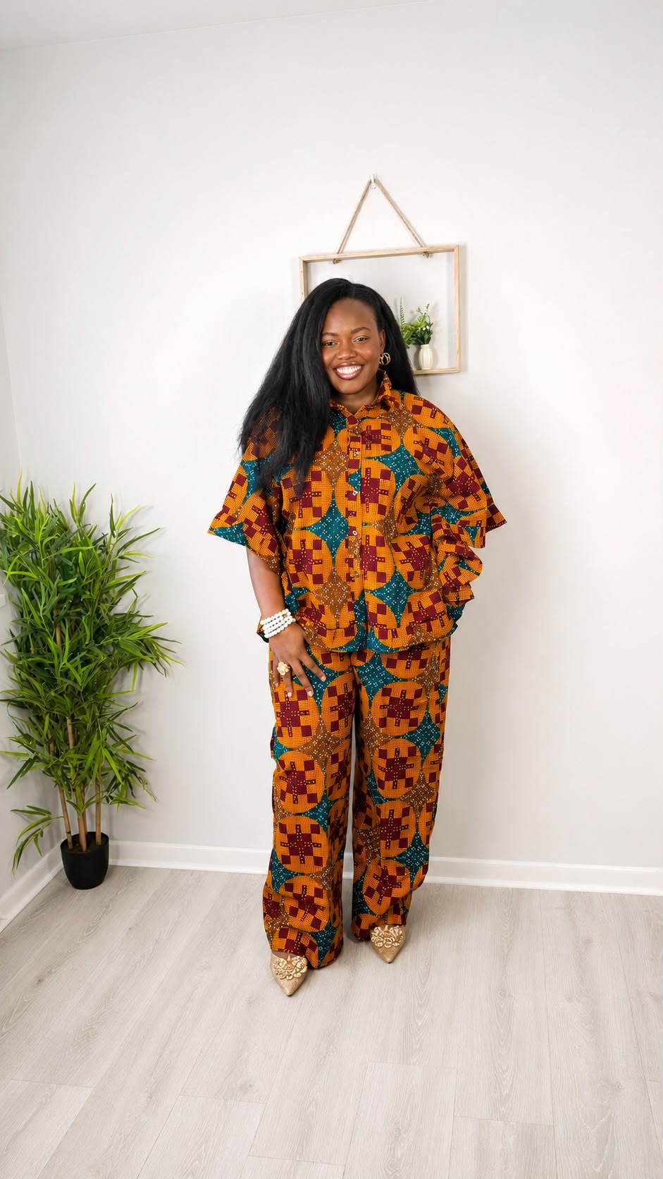Adetoun Ankara flared shirt set